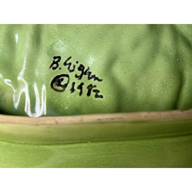 1982 Barbara Eigen Signed Handmade 16" Cabbage Leaf Platter For Sale In New York - Image 6 of 9