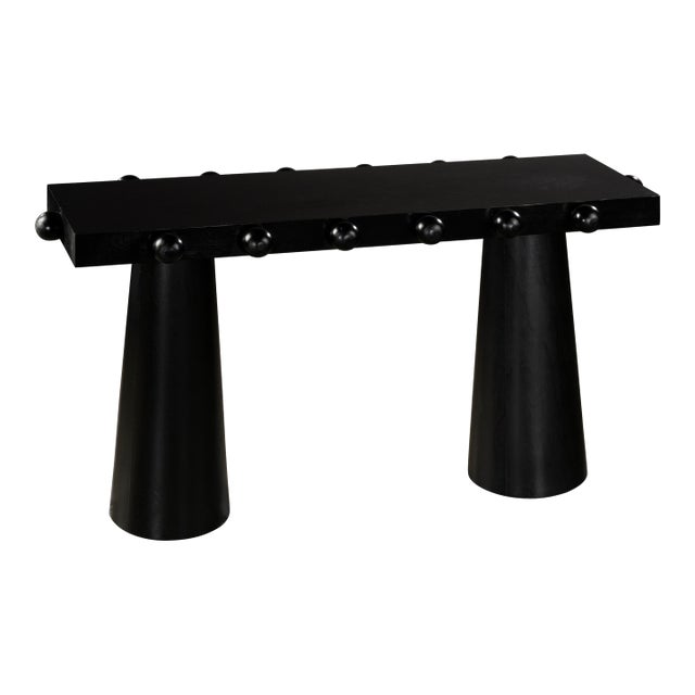 Dot 65 inch Modern Architectural Console Table with Ball Design in Black For Sale