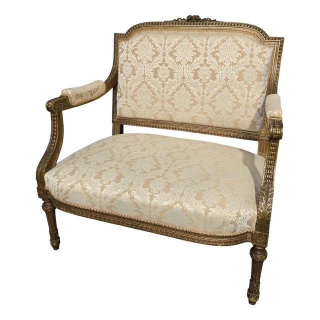 French Gilt Two-Seat Sofa, 1880s For Sale