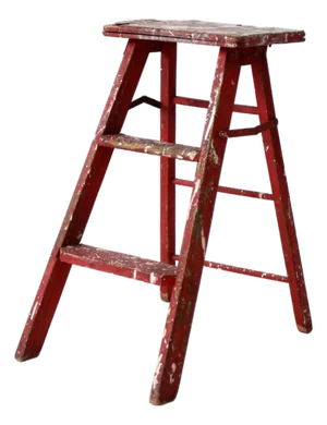 Vintage Red Wooden Step Ladder