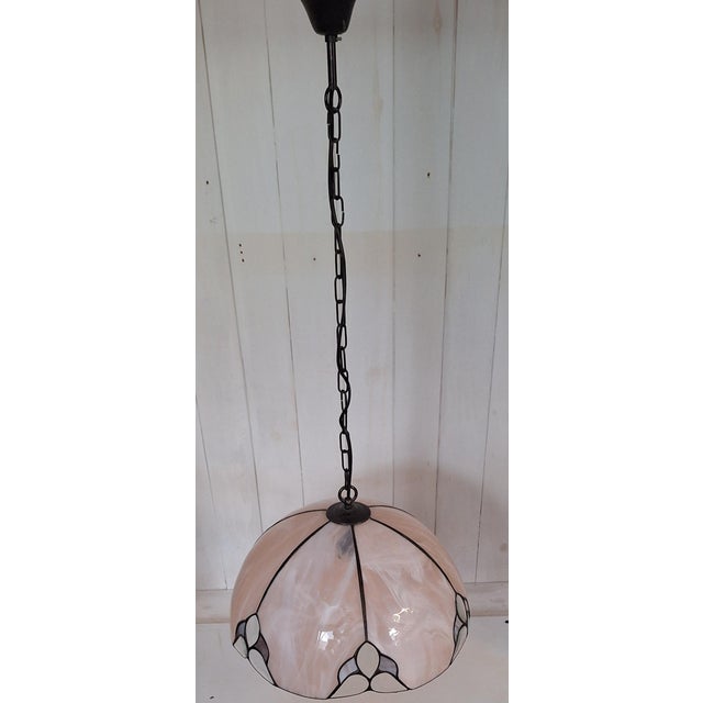 Vintage Pendant Lamp with Pink Marbled Glass Shade, 1990s For Sale - Image 4 of 7
