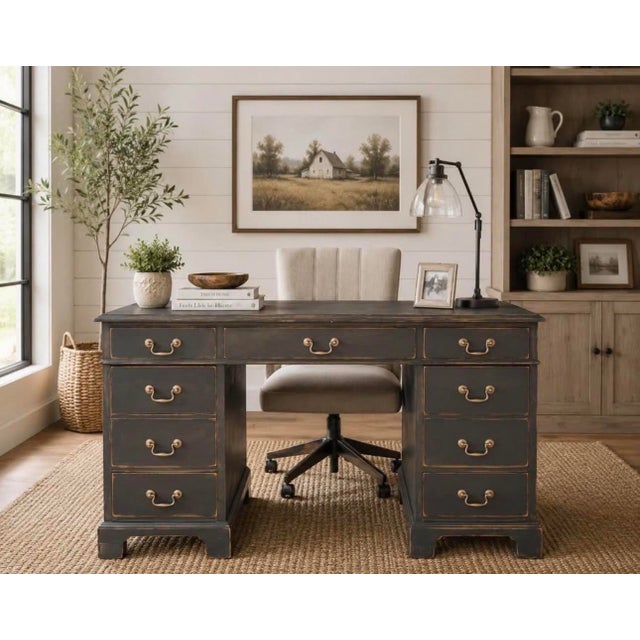 This beautifully hand-refinished executive desk combines timeless craftsmanship with modern farmhouse style. The deep...