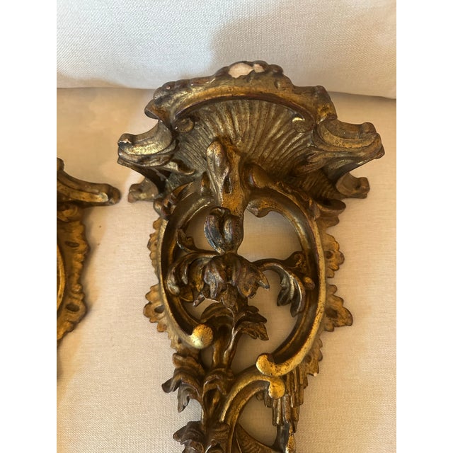 Ornate Rococo Gold Wall Brackets For Sale - Image 4 of 10