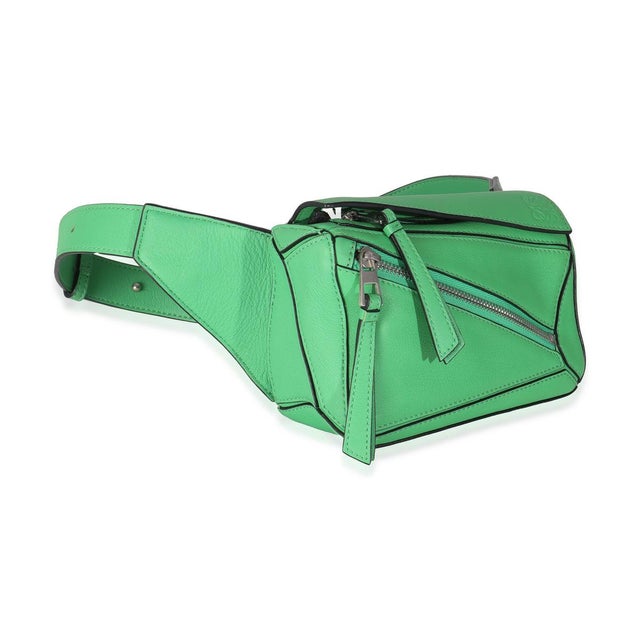 Contemporary Jungle Green Calfskin Mini Puzzle Belt Bag For Sale - Image 3 of 9