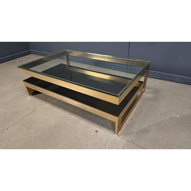 Vintage 23kt Gold Layered Two-Tier Coffee Table from Belgochrom, 1970s For Sale - Image 4 of 12