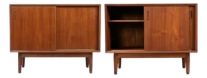 Danish Modern Modular Teak Sliding Door Cabinets by Lyby Mobler
