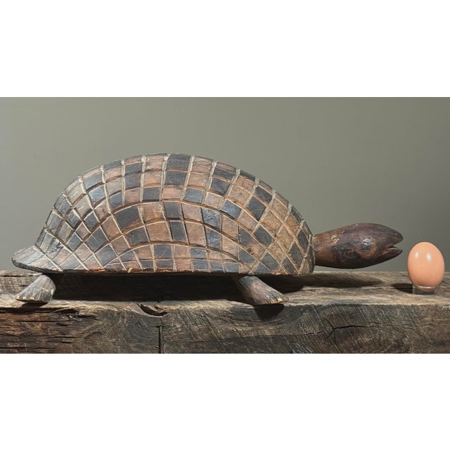 Antique Hand Carved Folk Art Turtle Sculpture For Sale In Philadelphia - Image 6 of 12