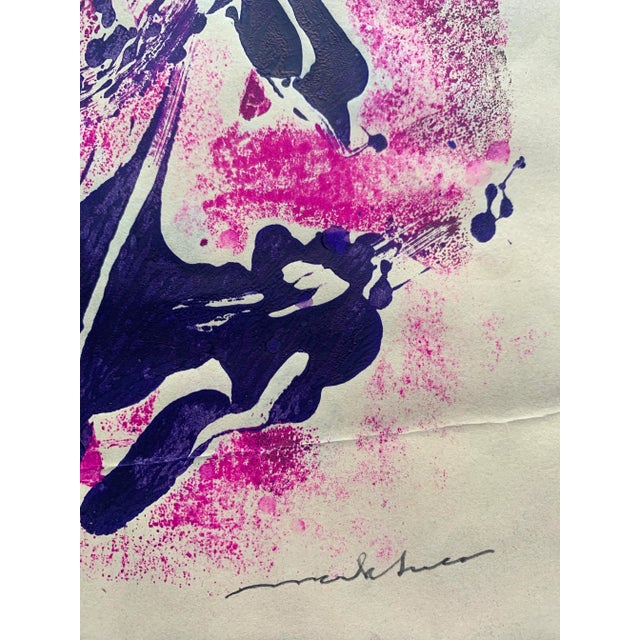 Mark Luca "Pink and Purple Abstract II" 1966 Hand colored etching on paper 8.5"x14" unframed Signed in pencil Mark Luca's...
