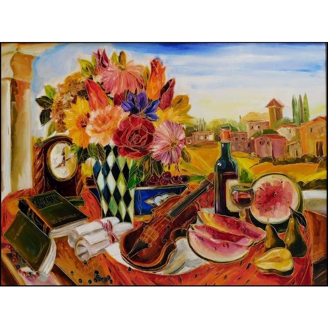 "Untitled" framed Original Acrylic on Canvas by Maya Eventov Hand Signed by the Artist museum mounted, matted and custom...