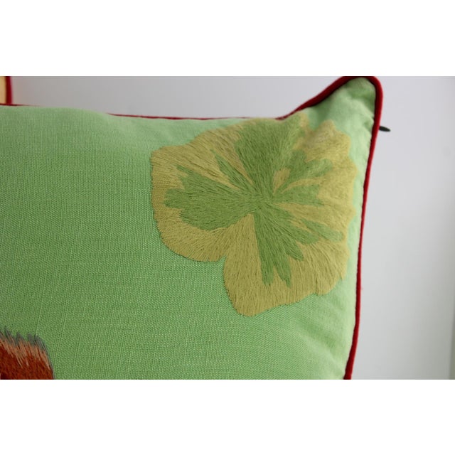 Textile Vibrant Pair of Koi Fish Hand Embroidered Pillow Covers 21" Square, Good Fortune For Sale - Image 7 of 10