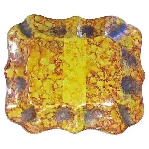 Vintage Italian Borghese marbelized ceramic box with scalloped edges. Marked "Borghese" on the underside.