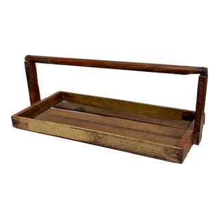 Antique Rustic Handled Berry Basket Tray For Sale