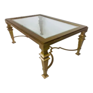 Vintage Large Gilded Wrought Iron Georgian Style Coffee Table