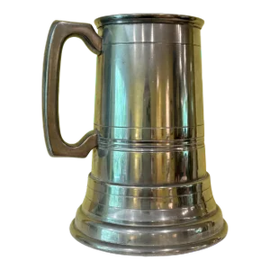 Antique /Vintage Sheffield Pewter Tankard Mug With Dice in a Glass Bottom