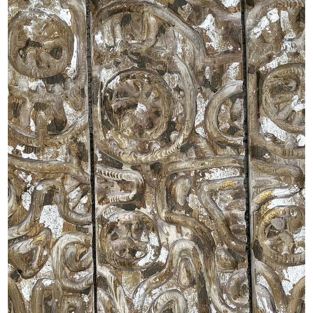 Late 20th Century Vintage Carved Wood Panel Wall Sculpture - Set of 4 For Sale - Image 5 of 12