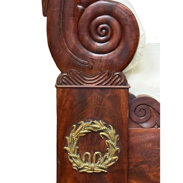 19th Century French Empire Gilt Mounted Day Bed or Lit en Bateau Sleigh Bed of Flame Mahogany For Sale - Image 5 of 14