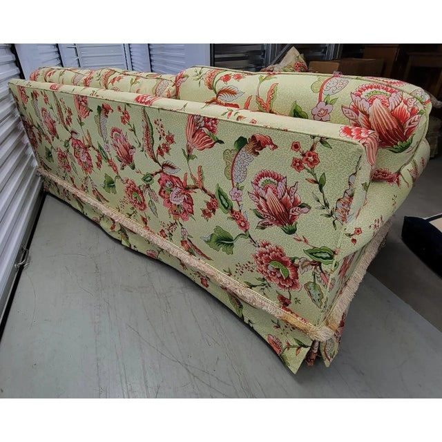 Vintage Traditional Sofa, Ottoman, Pillows With Designer Floral Upholstery For Sale In Raleigh - Image 6 of 11