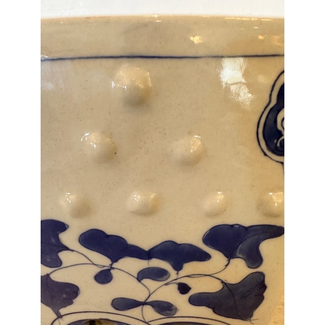 Chinese Blue & White Ceramic Garden Seat End Table For Sale - Image 4 of 6