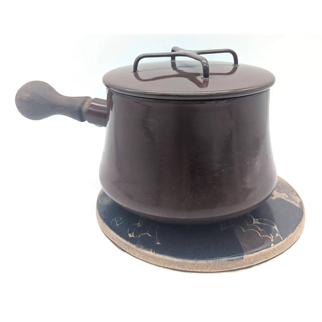 Taupe 1970s Crich Pottery Studio Glazed Stoneware Trivet by Diana Worthy For Sale - Image 8 of 11