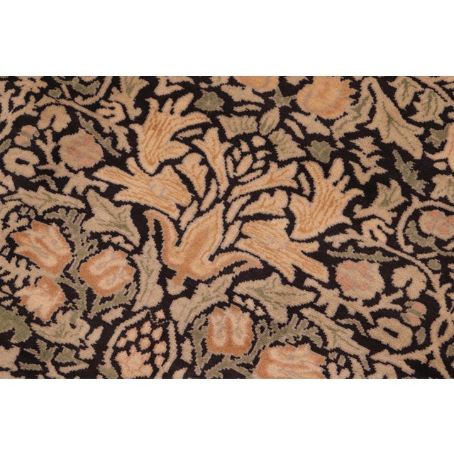 Art Nouveau 1990's Pak-Persian Black/Green Wool Rug - 6'3'' X 8'0'' For Sale - Image 4 of 9