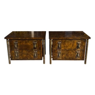 1970s Pair of William Doezema for Mastercraft Mid Century Modern Nightstands For Sale