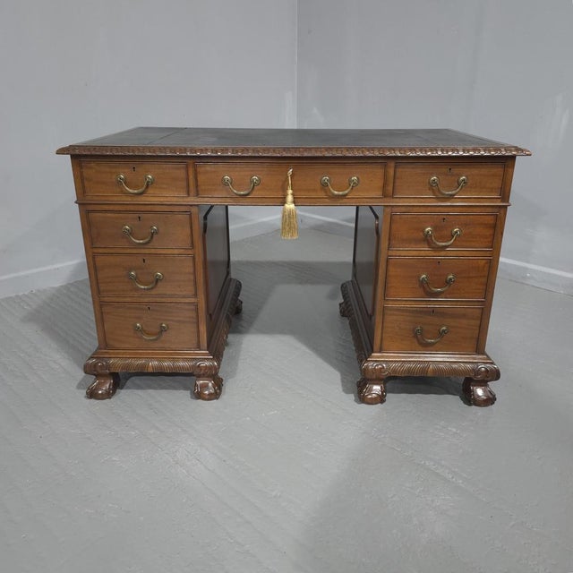 Mahogany Pedestal Desk, 1880s For Sale - Image 15 of 15