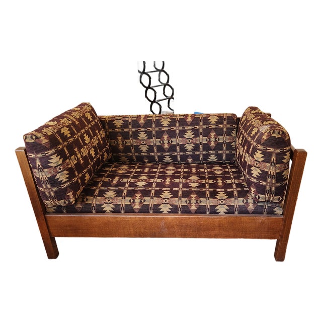 Purple Geometric Craftsman Loveseat For Sale