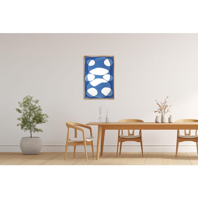 2026, Minimalist Unique Cyanotype , Organic Forms in Blue Tones, Under the Abyss, Monotype on Watercolor Paper For Sale In Miami - Image 6 of 8