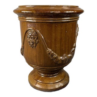 Large French Anduze Garden Urn in Honey Brown Glaze For Sale