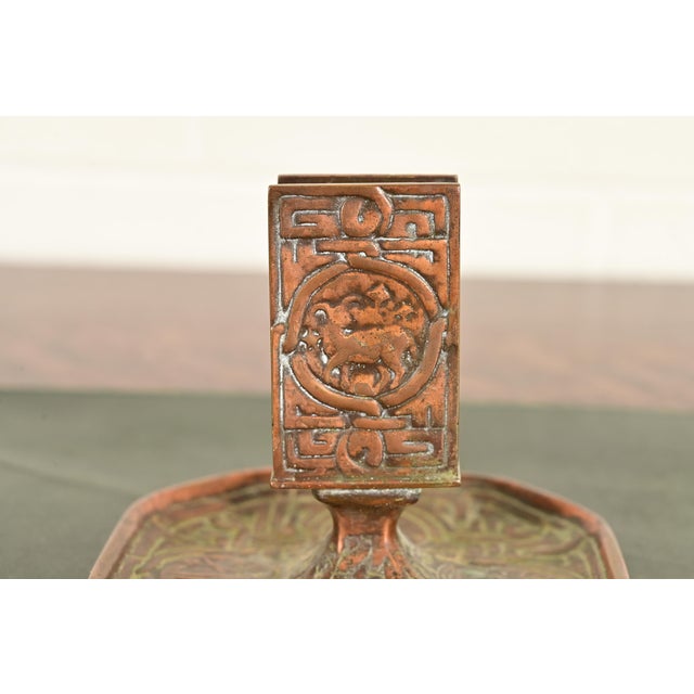 Tiffany Studios New York Zodiac Pattern Bronze Match Box Holder For Sale In South Bend - Image 6 of 11