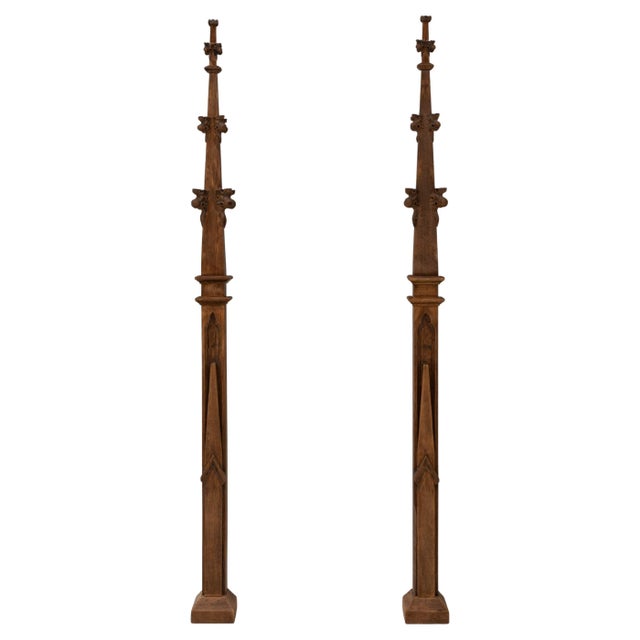 1900s French Oak Gothic-Style Building Spires - A Pair For Sale - Image 15 of 18