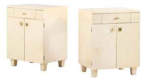 A Pair of Parchment-Clad Cabinets or Nightstands, C. 1960.