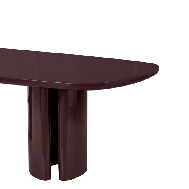 2020s Zola Burgundy Lacquer Oval Dining Table For Sale - Image 5 of 11