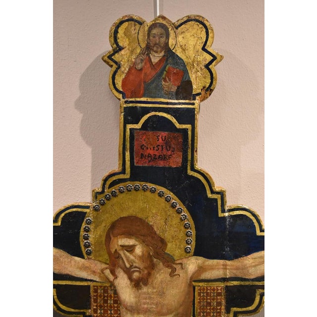 Religious Artist, 14th Century Style Crucifix, Tempera on Panel For Sale - Image 14 of 16