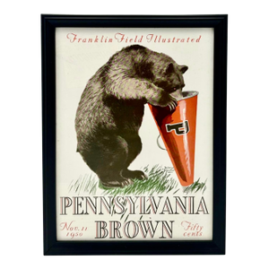 Vintage Pennsylvania vs. Brown Framed 1950 Football Program Cover