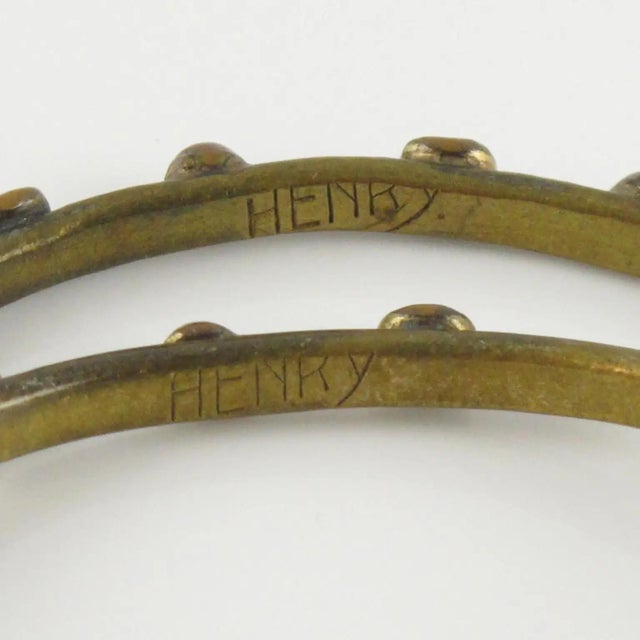 Metal Henry Perichon Gilded Bronze Bangle Bracelet with Colorful Stones, 8 pieces For Sale - Image 7 of 8