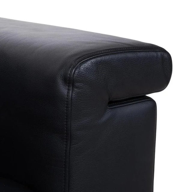 Modern Model 6800 Three-Seater Leather Sofa in Black with Manual Function by Rolf Benz For Sale - Image 3 of 11