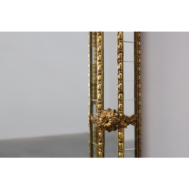 20th Century Venetian Arched Mirror with Gilt Beaded and Glass Frame, Italy, 1950s For Sale - Image 6 of 11