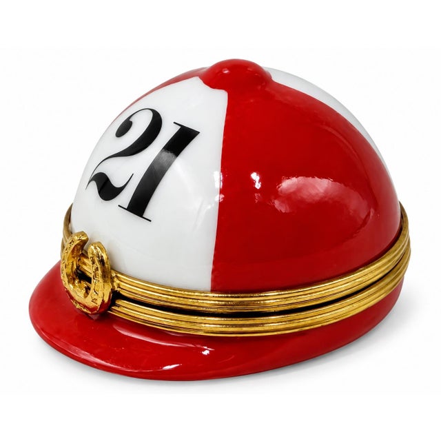 Vintage the 21 Club Nyc Restaurant Equestrian Jockey Cap Trinket Box For Sale - Image 10 of 14