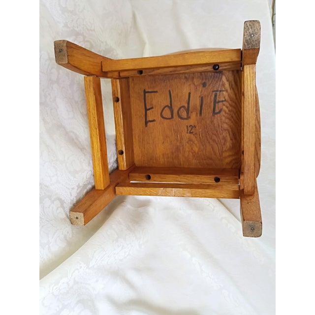 Mid Century Mission Style Wooden School Chair Solid Oak Schoolhouse Kids Playroom Furniture For Sale - Image 9 of 10