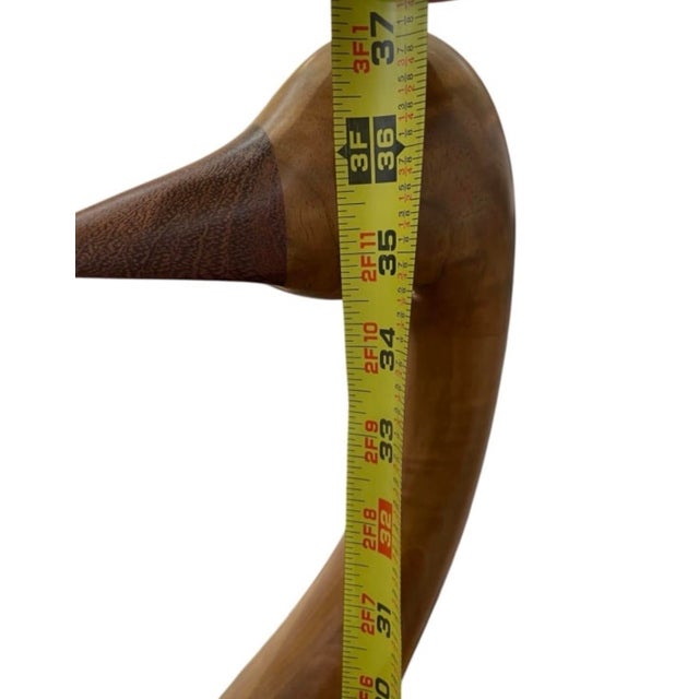 Wood Mid-Century Modern Vintage Hand-Carved Teak Wood Crane Shorebird Sculpture – 37" For Sale - Image 7 of 12