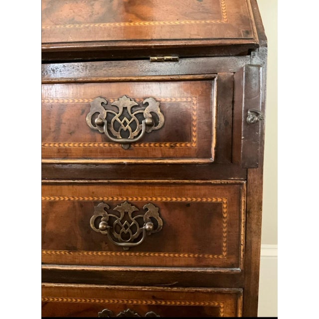 1900s Antique Secretary Desk Walnut Bureau Bookcase For Sale - Image 11 of 12