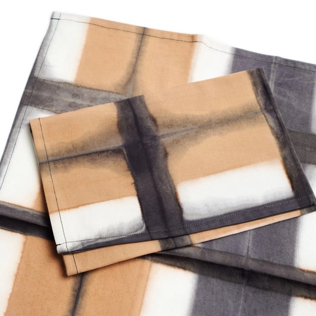 Contemporary Chowk Black Cotton Table Napkins- Set of 2 For Sale - Image 3 of 3