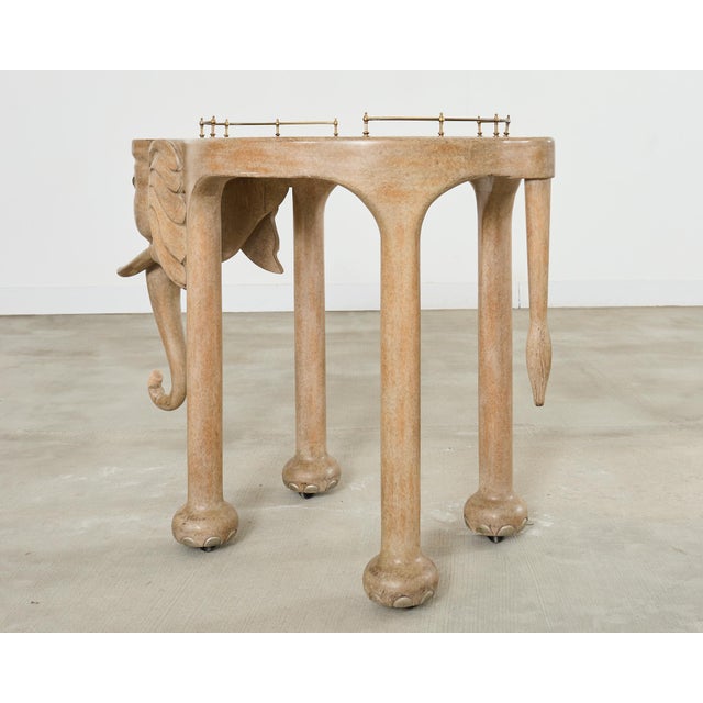 Hollywood Regency Marge Carson Hollywood Regency Elephant Bar Cart For Sale - Image 3 of 12