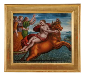Ratto di Europa, Oil on Panel, Framed