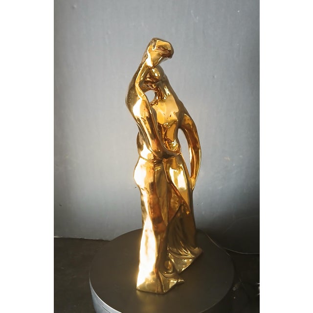 Jaru Mid 20th Century Jaru Sculpture Embracing Couple 22kt Gold PLTD Ceramic Incredibly Beautiful MCM For Sale - Image 4 of 6
