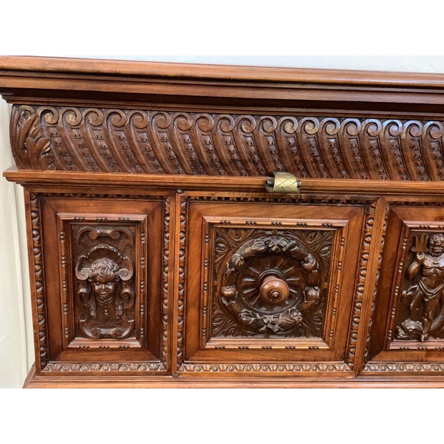 Renaissance Florentine Sculpted Wood Credenza, 1890s For Sale - Image 3 of 14