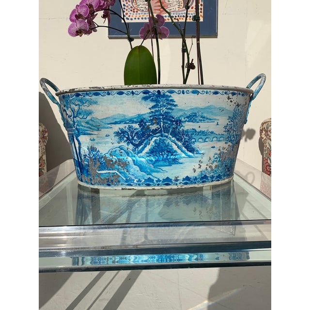 Blue Tole French Style Chinoiserie Planter For Sale In San Diego - Image 6 of 12