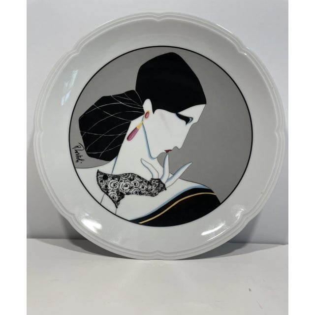 Art Deco Late 20th Century White Porcelain Art Deco Dinner or Dessert Plates - Set of 4 For Sale - Image 3 of 8