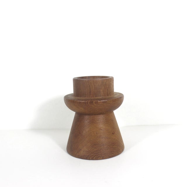 Mid-Century Modern Mid Century Modern Teak Wood Candle Holder Danish Modern Style Chunky Wood Candleholder For Sale - Image 3 of 7